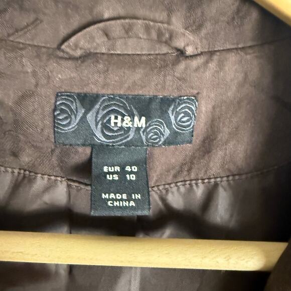 Vintage Y2K H&M Brown Satin Trim Single Breasted Blazer Jacket Size 8 - Picture 2 of 11